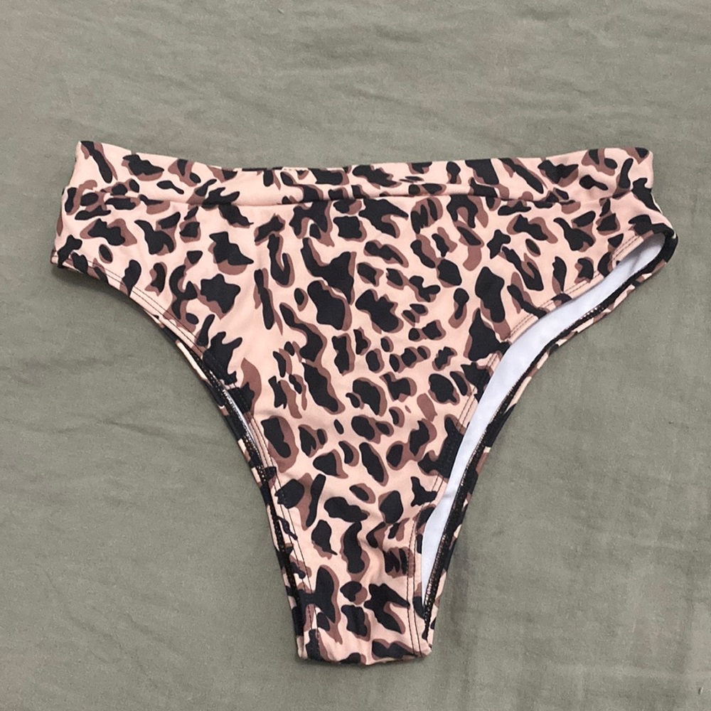 High wasted animal print bathing suit bottoms